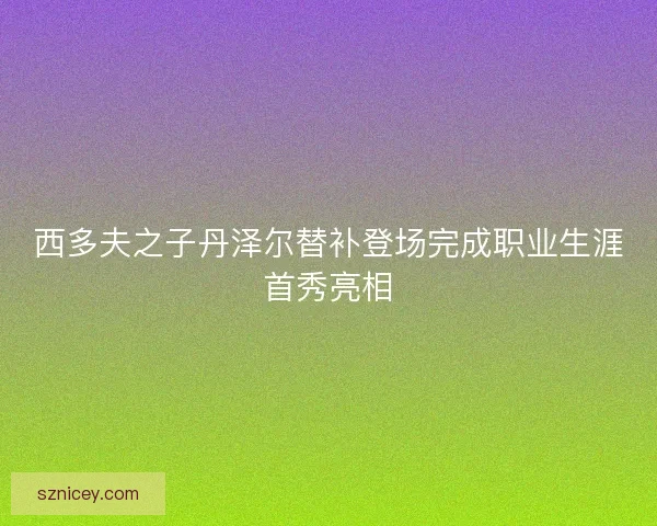 西多夫之子丹泽尔替补登场完成职业生涯首秀亮相