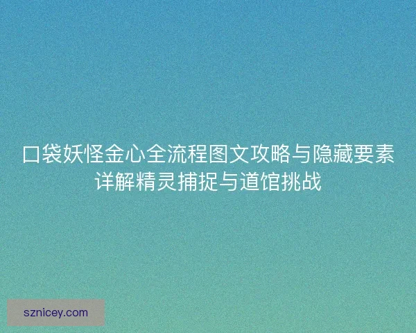 口袋妖怪金心全流程图文攻略与隐藏要素详解精灵捕捉与道馆挑战